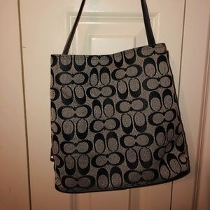 Grey and Black Coach purse